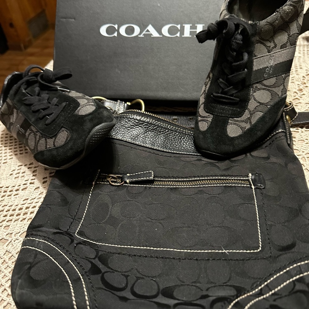 Coach Crossbody w/ size 8.5 black shoes $60